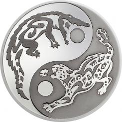 5$ 2017 Cook Islands -Predator Prey Yin Yang - CROCODILE JAGUAR 