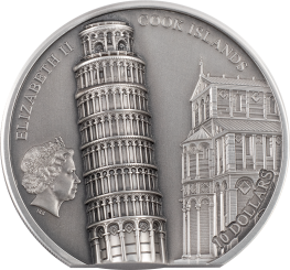10 Dollars 2022 Cook Islands - Leaning Tower of Pisa - 2 oz 