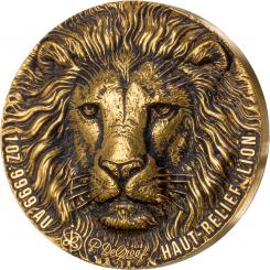 100 Francs Elfenbeinküste 2020 - Mauquoy Haut Relief - Big Five - Lion 1oz Au 