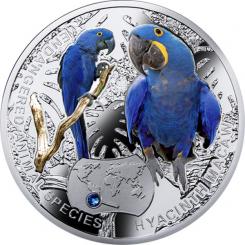 1$ 2014 Niue - Endangered Animal Species - Hyacinth Macaw Blue Parrot in Etui 