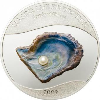 5 $ 2009 Palau Muschelmünze mit Perle 