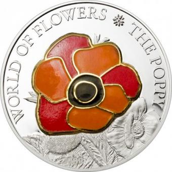 5 $ 2009 Cook Islands Poppy in Cloisonne 