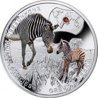 1$ 2014 Niue - Endangered Animal Species - Grevy's Zebra im Etui 