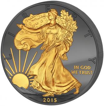 1$ 2015 USA - Golden Enigma - Walking Liberty - Black Ruthenium 