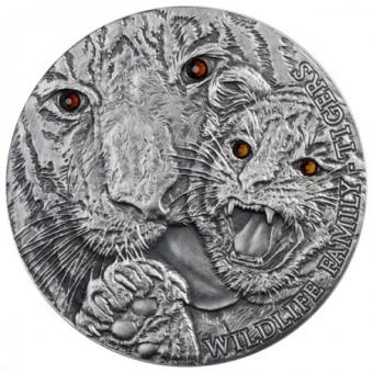 1$ 2013 Niue Island - Tierwelt Familie - Tigers im Etui 