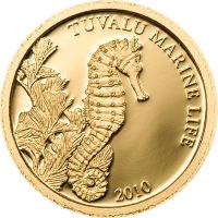 1 $ 2010 Tuvalu - Marine Life - Seepferdchen GOLD 